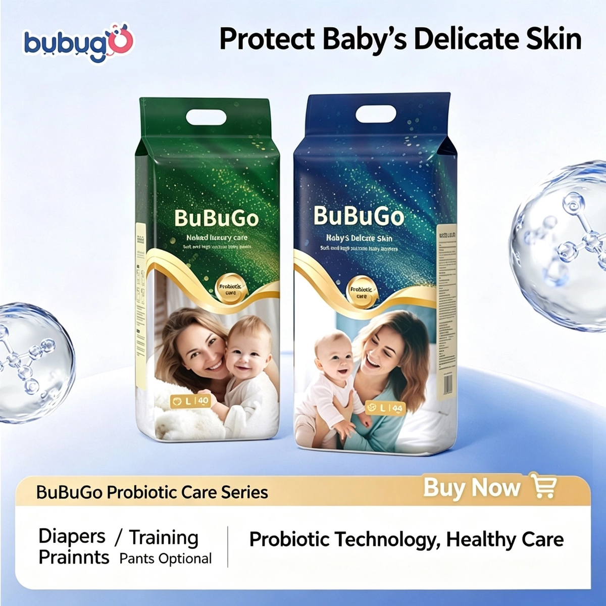 BuBuGo Probiotic Baby Diapers , Ultra Thin Breathable Disposable Nappies, Direct Supply From Factory For Cross-Border Trade
