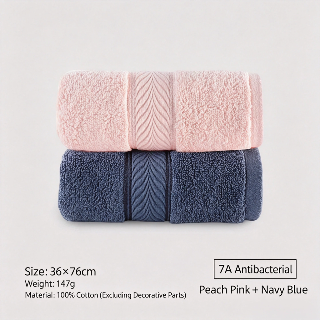 LOFTEX 7A Antibacterial Long Staple Cotton Towel, Thick Large Soft Face Towel for Home & Hotel Bathroom, 36×76cm, 147g