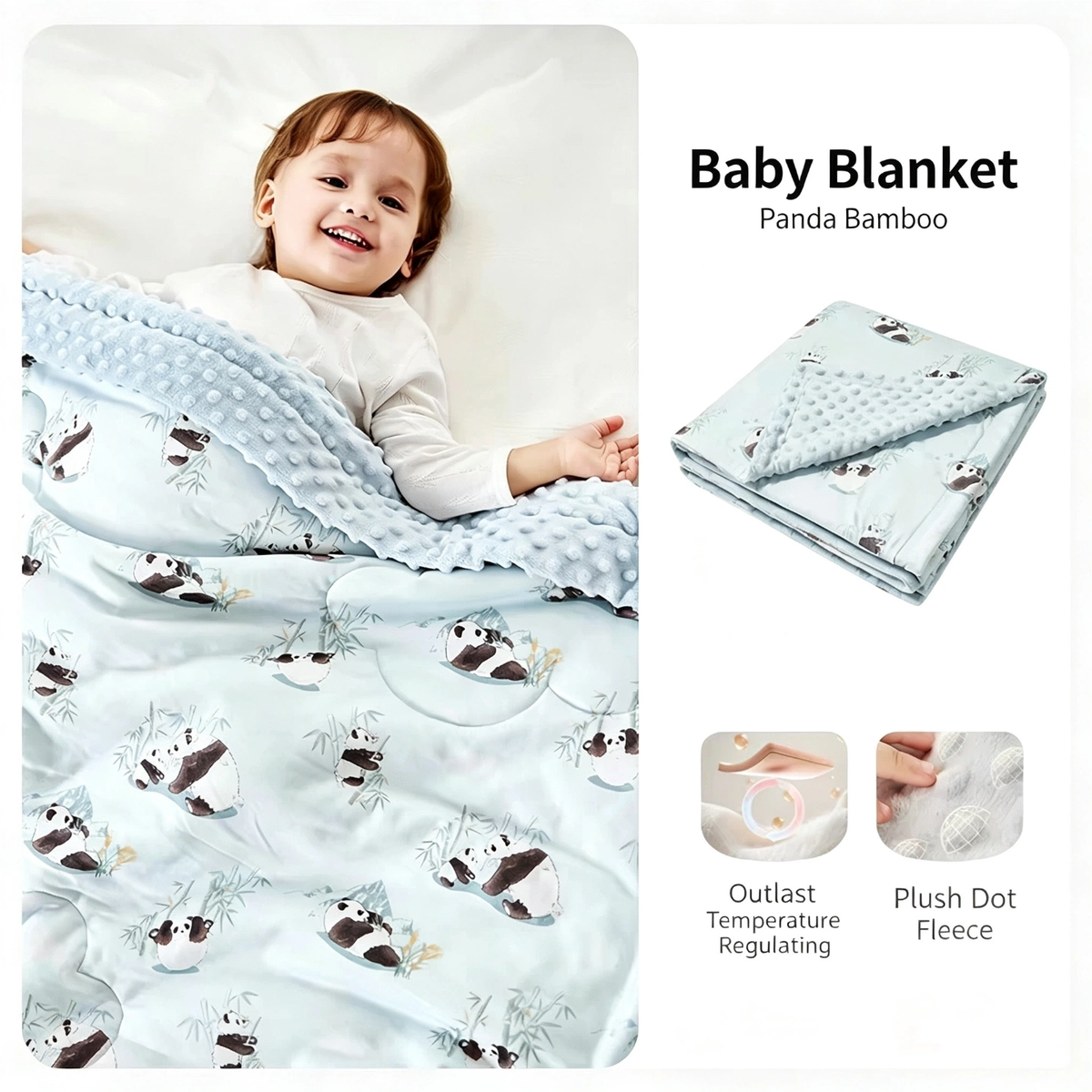 ibaby Dotted Baby Blanket, Toddler Soothing Quilt for Newborn & Kids, Autumn Winter Use, Kindergarten Nap Blanket, Size 150×200cm