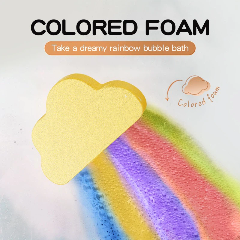 SADOER Cloud‑Shaped Rainbow Bath Bombs 100g