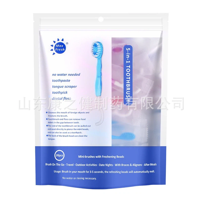 5‑in‑1 Portable Disposable Travel Toothbrush, 26 Pack No‑Rinse Oral Care