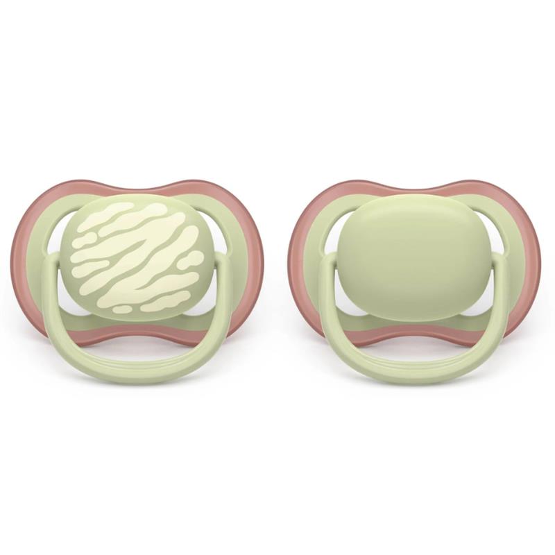 Avent 2Pk Ultra Air Pacifier 18M+, Tiger Print/Pastel Warm Green
